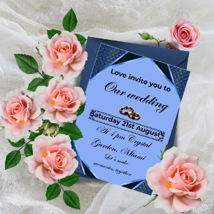 Convite de Casamento Azul Elegante