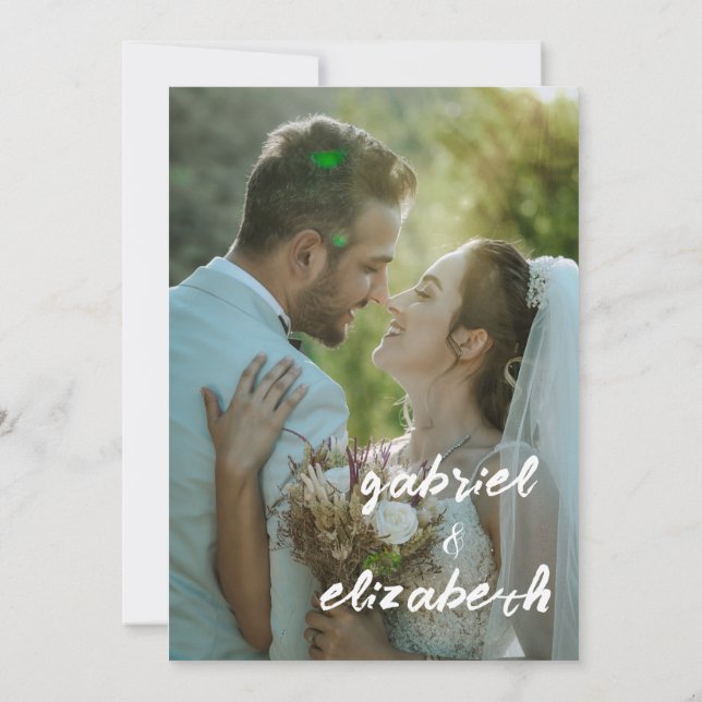 convite de casamento azul elegante e simples e lux (Verso)