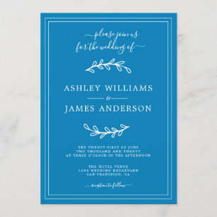 Convite de Casamento Azul Elegante Ibiza