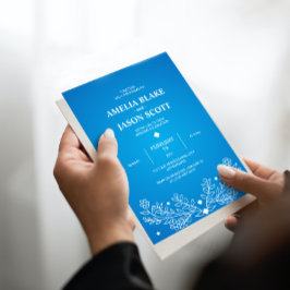 Convite de Casamento Azul Elegante Minimalista