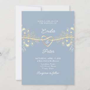 Convite de Casamento Azul Empoeirado