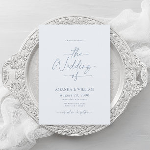 Convite de Casamento Azul Empoeirado com Código QR