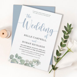 Convite de Casamento Azul Empoeirado de Eucalipto