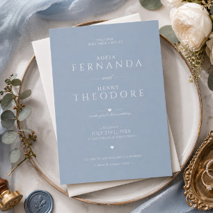 Convite de Casamento Azul Empoeirado Minimalista E