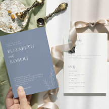 Convite de Casamento Azul Empoeirado Minimalista M