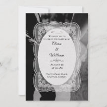 Convite de Casamento Azul Escuro com Borda de Rend