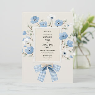 Convite de Casamento Azul Floral Vintage Caprichos