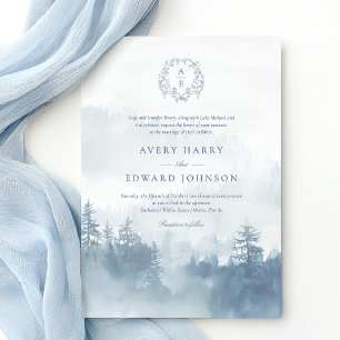 Convite de Casamento Azul Florestal