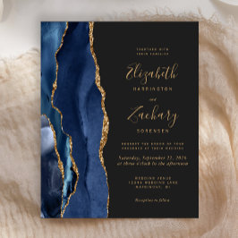 Convite de Casamento Azul Marinho Ágata Escuro Orç