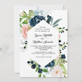 Convite de Casamento Azul Marinho e Bege