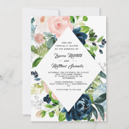 Convite de Casamento Azul Marinho e Bege