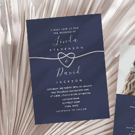 Convite de Casamento Azul Marinho Minimalista Eleg