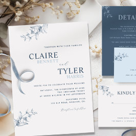 Convite de Casamento Azul Minimal e Moderno Elegan