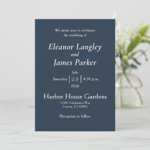 Convite de Casamento Azul Minimalista