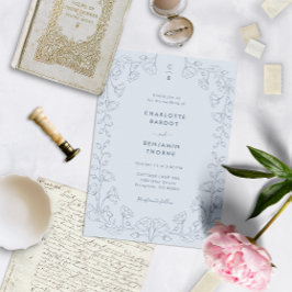 Convite de Casamento Azul Monograma