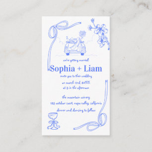 Convite de Casamento Azul Naval Caprichoso Francês