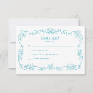 Convite de Casamento Azul Ovo de Robin Rosa Desenf