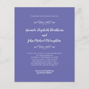 Convite de Casamento Azul Periwinkle Elegante e Ec