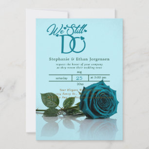 Convite de Casamento Azul Rosa Turquesa Renovação