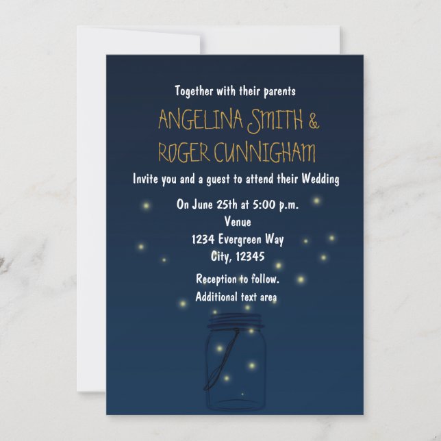 Convite de Casamento Azul Rústico com Pote de Pedr (Frente)