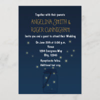 Convite de Casamento Azul Rústico Jarro de Mason c