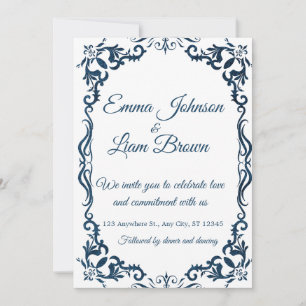 Convite de Casamento Azul Talavera Mexicano Espanh