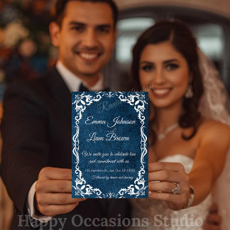 Convite de Casamento Azul Talavera Mexicano Espanh