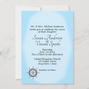 Convite de Casamento Azul Tema Náutico
