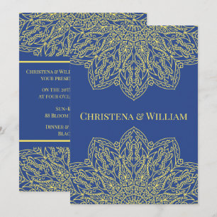 Convite de Casamento Azul Unidade em Flor