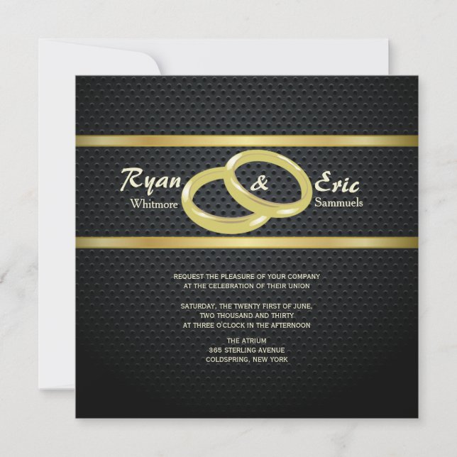 Convite de Casamento Bandas de Ouro (Frente)