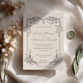Convite de Casamento Barroco Marfim com Monograma