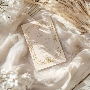 Convite de Casamento Barroco Vintage Dourado