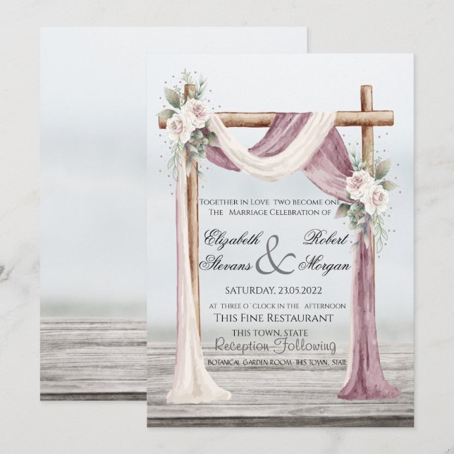 Convite de Casamento Beach Arbor (Frente/Verso)