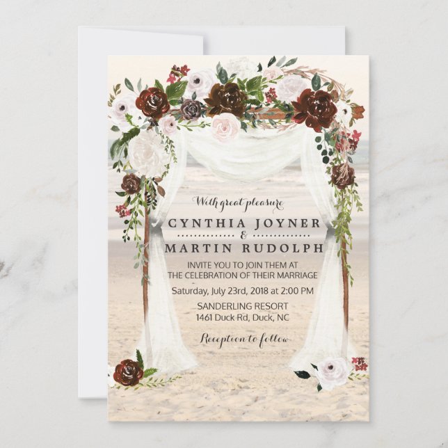 Convite de Casamento Beach Arbor (Frente)