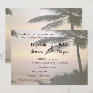 Convite de Casamento Beach Palms Sunset