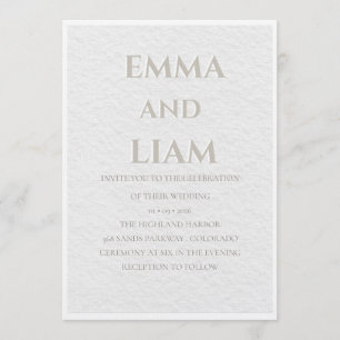 Convite de Casamento Bege e Dourado de Luxo Eleg
