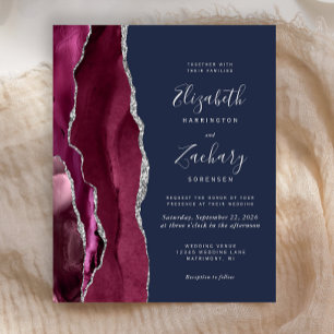 Convite de Casamento Bege Prata Ágata Marinho Orça