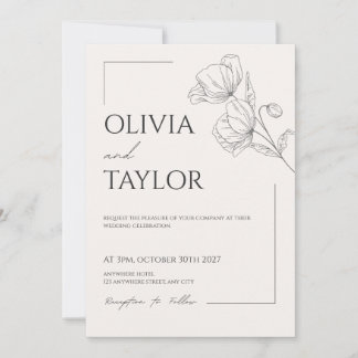 Convite de Casamento Beige Elegante