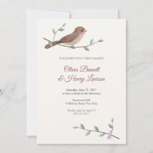 Convite de Casamento Beija-flor-de-pescoço-vinho