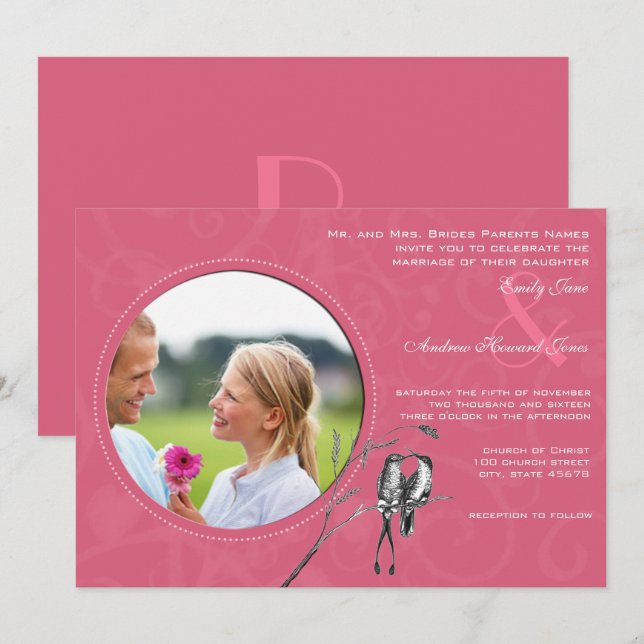 Convite de Casamento Beija-Flor HoneySuckle Vintag (Frente/Verso)