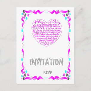 Convite de casamento - Bíblia verso, cor-de-rosa