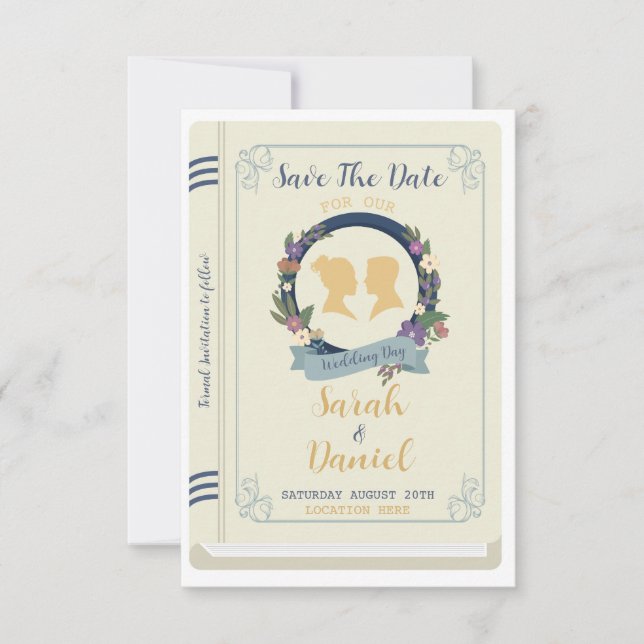 Convite de Casamento Biblioteca Salve A Data (Frente)