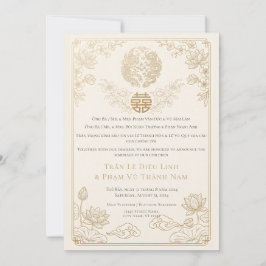 Convite de Casamento Bilingue Vietnamita Inglês QR