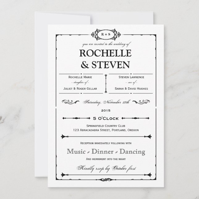 Convite de Casamento Bistro (Frente)