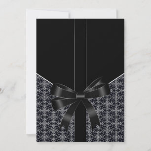 Convite de Casamento Black Damask White Lace 5x7