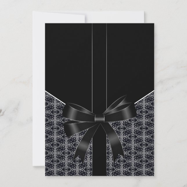 Convite de Casamento Black Damask White Lace 5x7 (Frente)