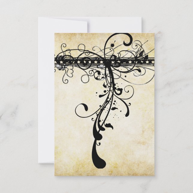 Convite de Casamento Black Funky Elegante com Espi (Verso)