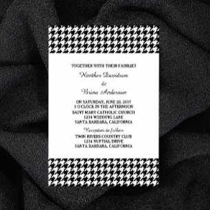 Convite de casamento Black Houndstooth