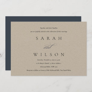 Convite de casamento Black Kraft com Script Elegan