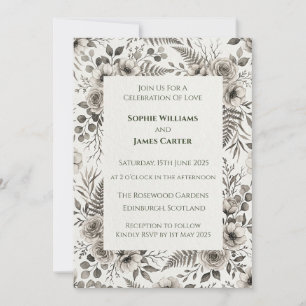 Convite de Casamento Black Rose Fern